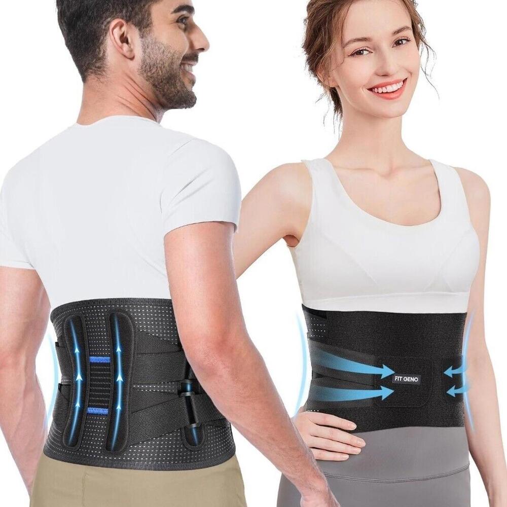 Fit Geno Unisex Black Back Brace  Size Medium